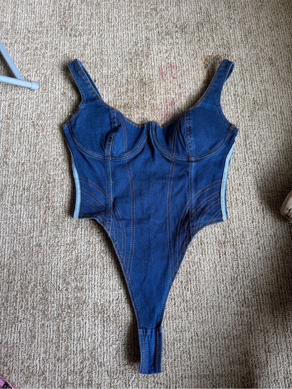 adidas Dark Blue Denim-Look Women's One-Piece Bodysuit